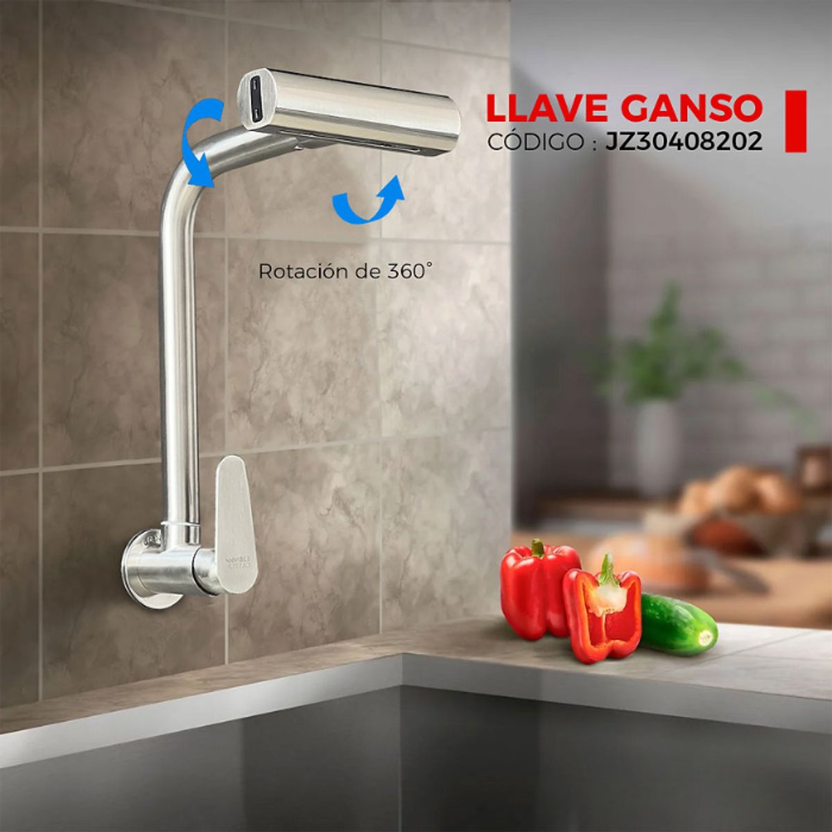 XM - LLAVE DE COCINA A LA PARED SATINADO JZ30408202
