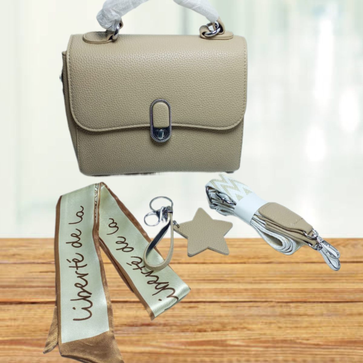 GENERICO - CARTERA DE MANO BOLSO CROSSBODY MORRAL TOTE BAG PREMIUM DE MUJER BEIGE