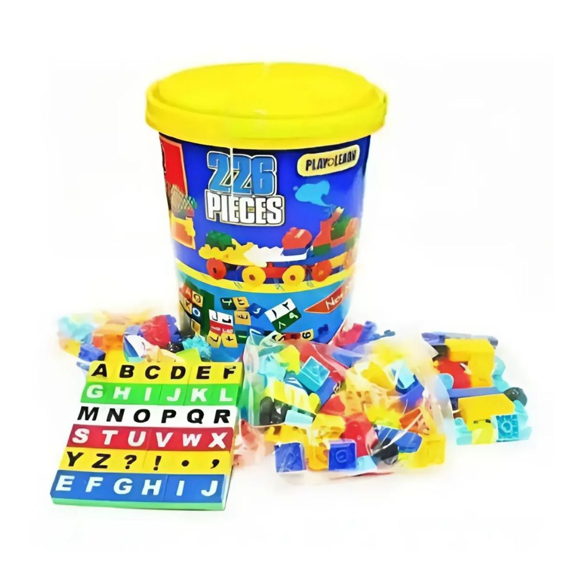 GENERICO - Balde Gigante con Bloques Didácticos Tapa de Reloj - 226 Pzs