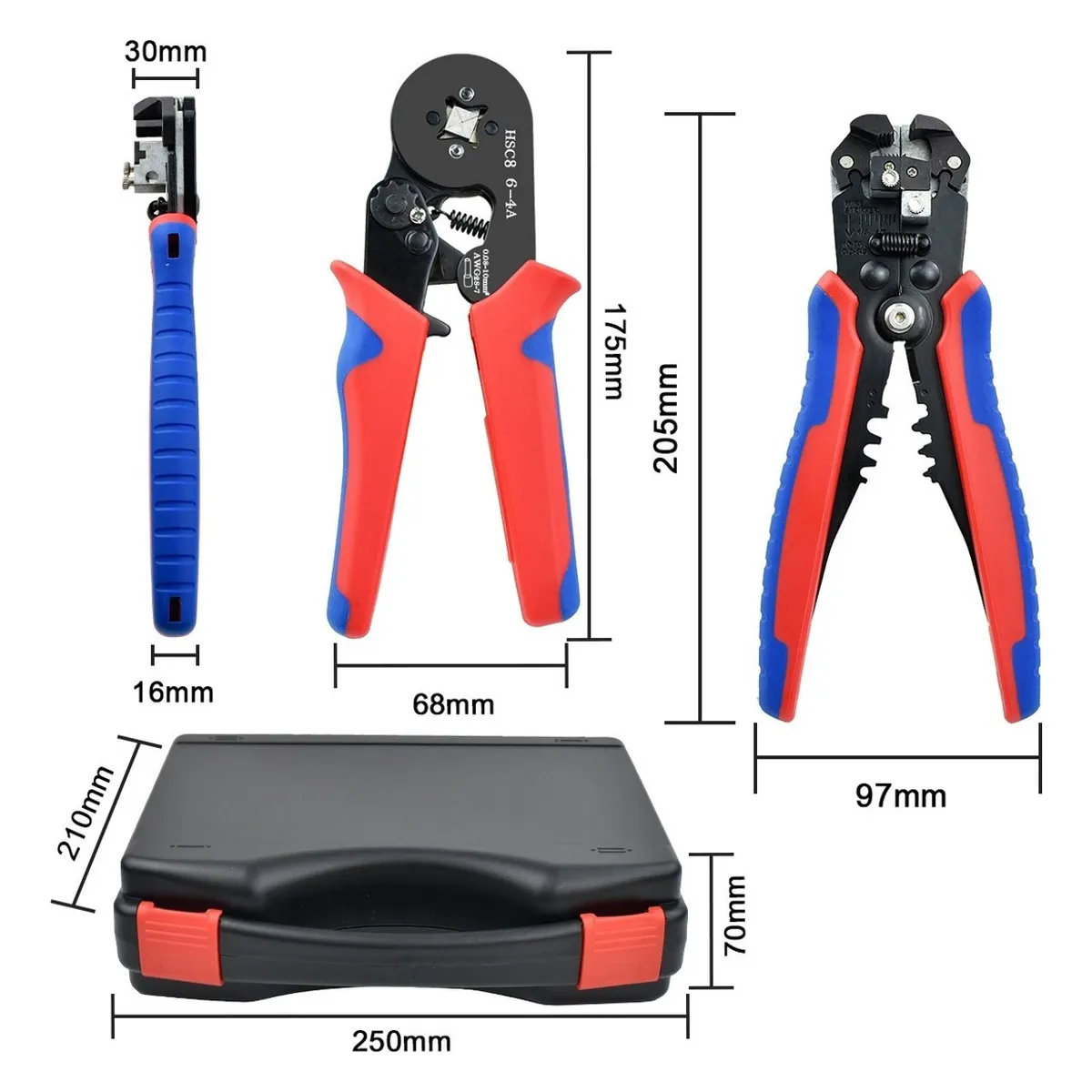 QUICK - Crimpeadora Alicate Prensa Pelacable + 1200 Terminales