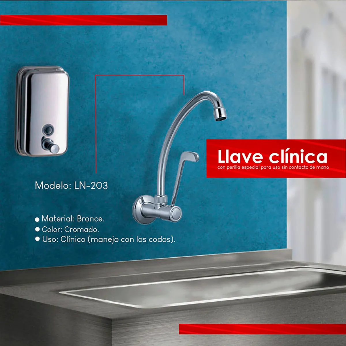 XM - LLAVE HOSPITALARIO DE LAVADERO A LA PAREDE L-N203