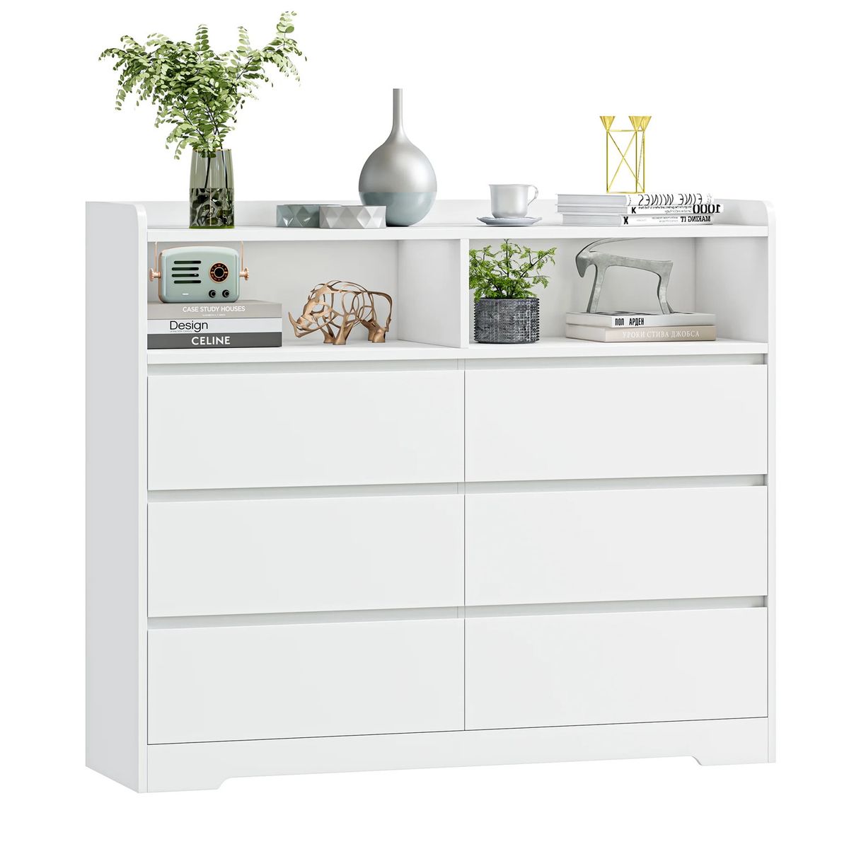 GENERICO - Comoda 6 Cj con Estante Ezekiel - Vaquita Home