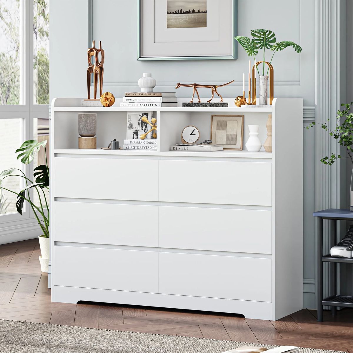 GENERICO - Comoda 6 Cj con Estante Ezekiel - Vaquita Home