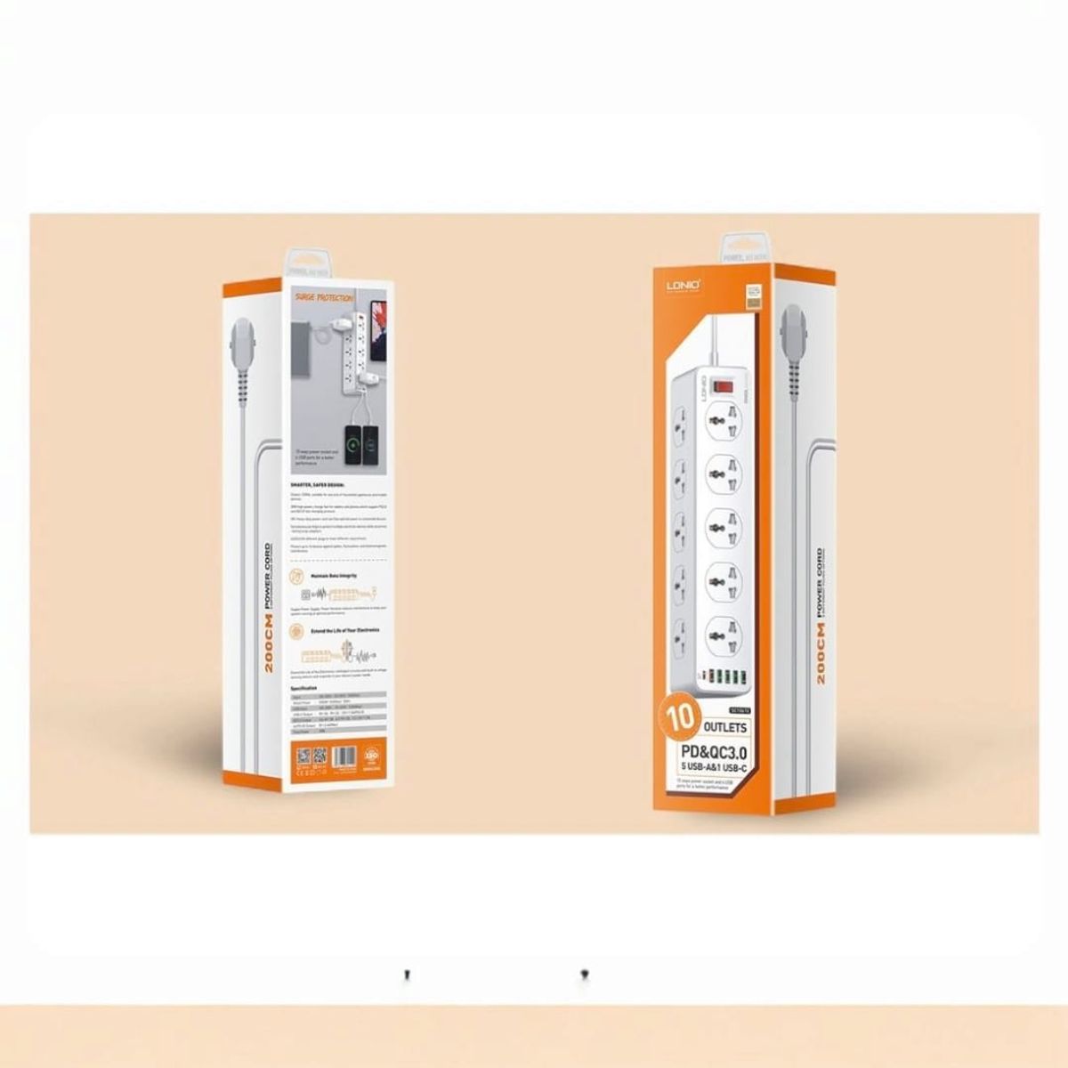 LDNIO - Enchufe Extencion De Corriente Carga Rápida SC10610 10socket 5USB 1C