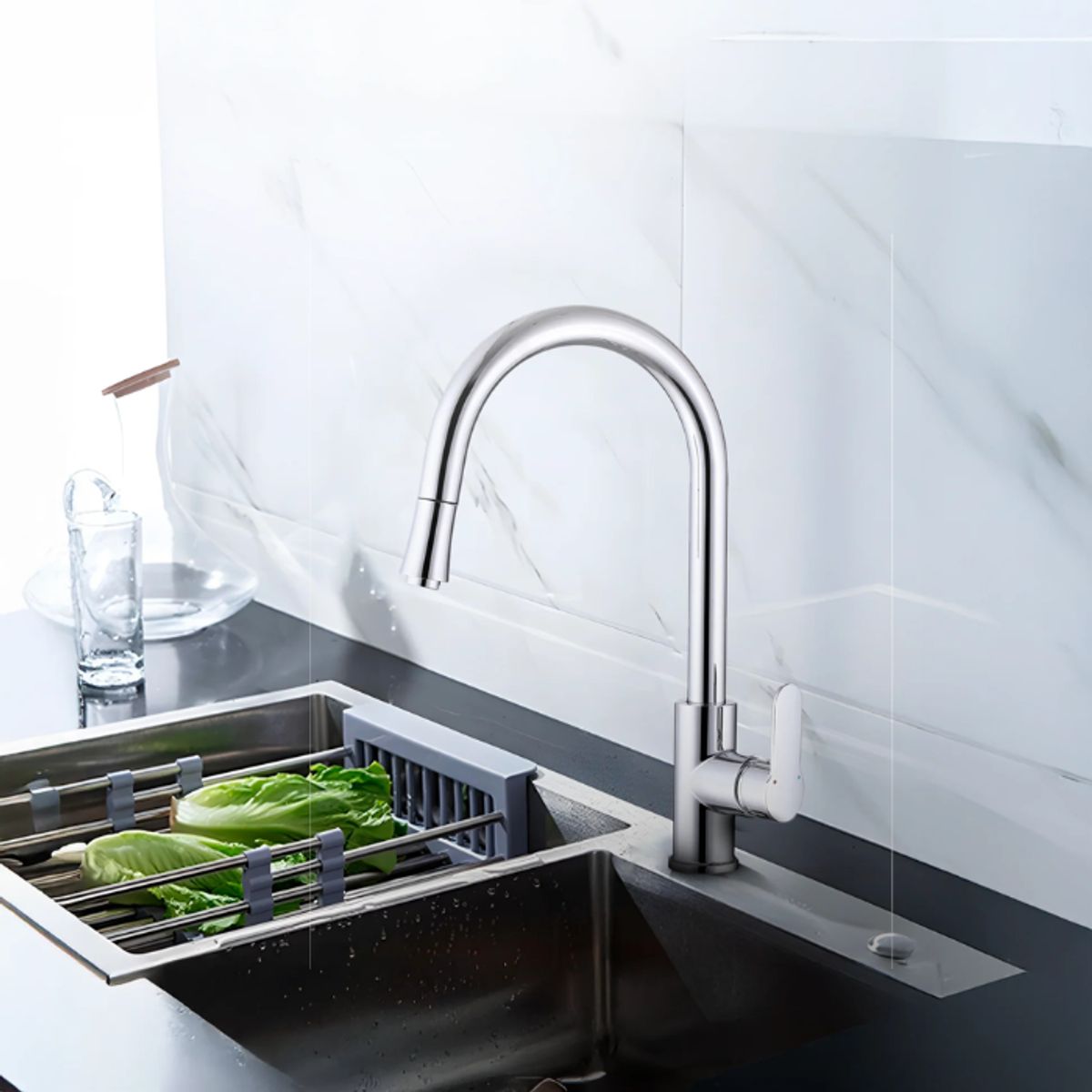 FRATELLI - MEZCLADORA MONOCOMANDO DE COCINA AL MUEBLE MAUI CROMADO