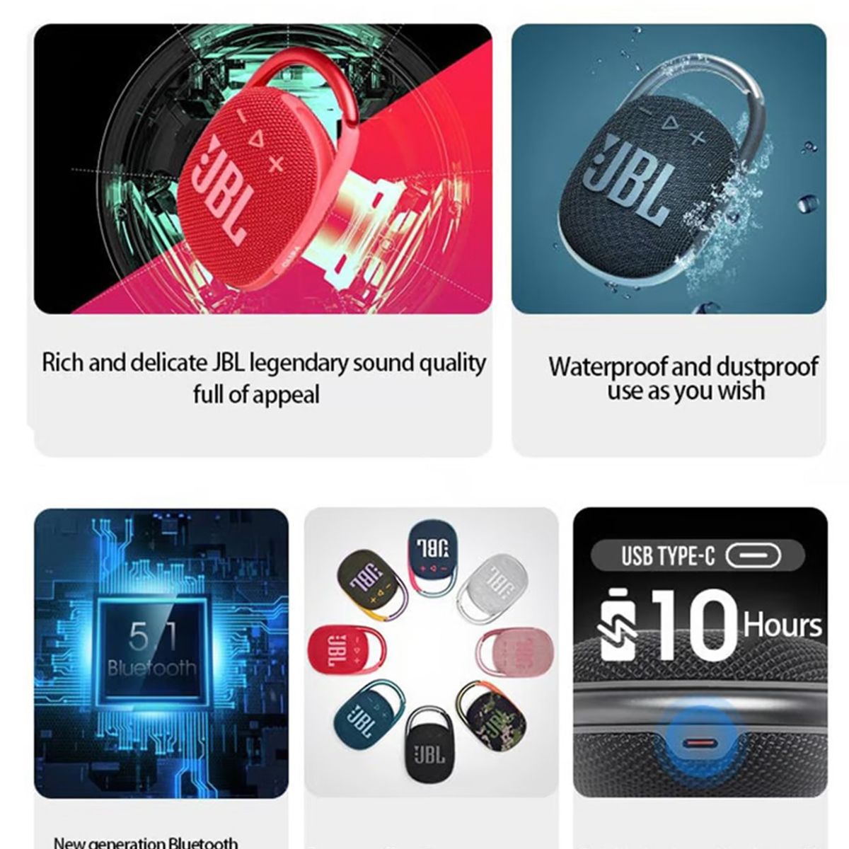 JBL - Parlante Bluetooth JBL Clip 4 Azul y Estuchen