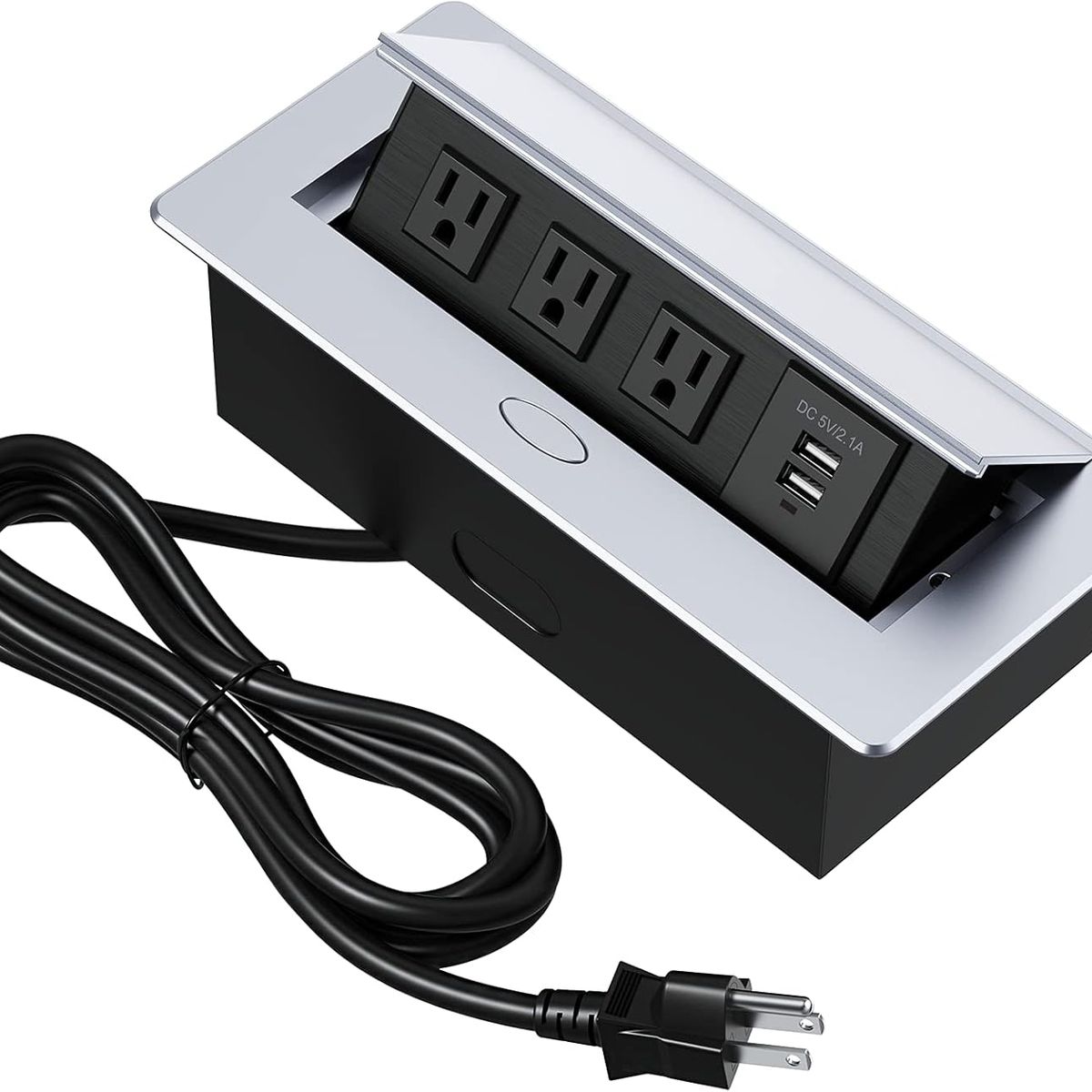 PUREPOWER - Enchufe Escritorio Embebido Placa Multi Contactos 3 Y 2 Usb