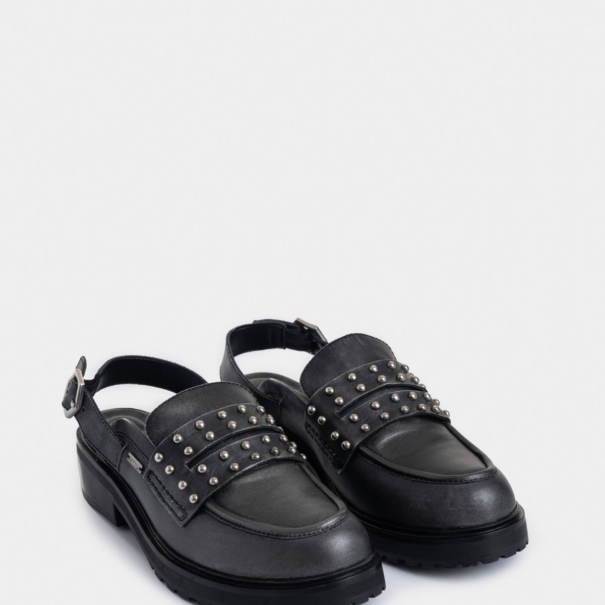 VELEZ - Vélez Mocasines Umbra Cuero Brush Off Mujer Chunky Plata