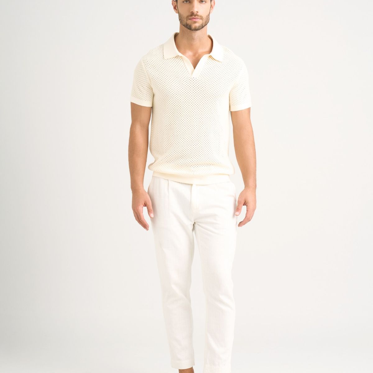 VELEZ - Vélez Polo Manga Corta Draco 2.0 Tejida Hombre Crema