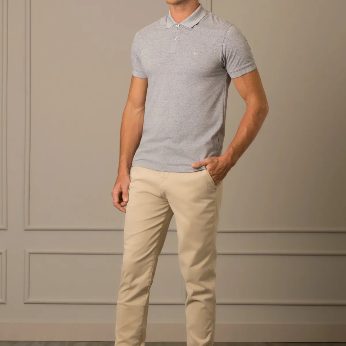 VELEZ - Vélez Polo Paramo De Algodón Hombre Aspecto Melange Gris