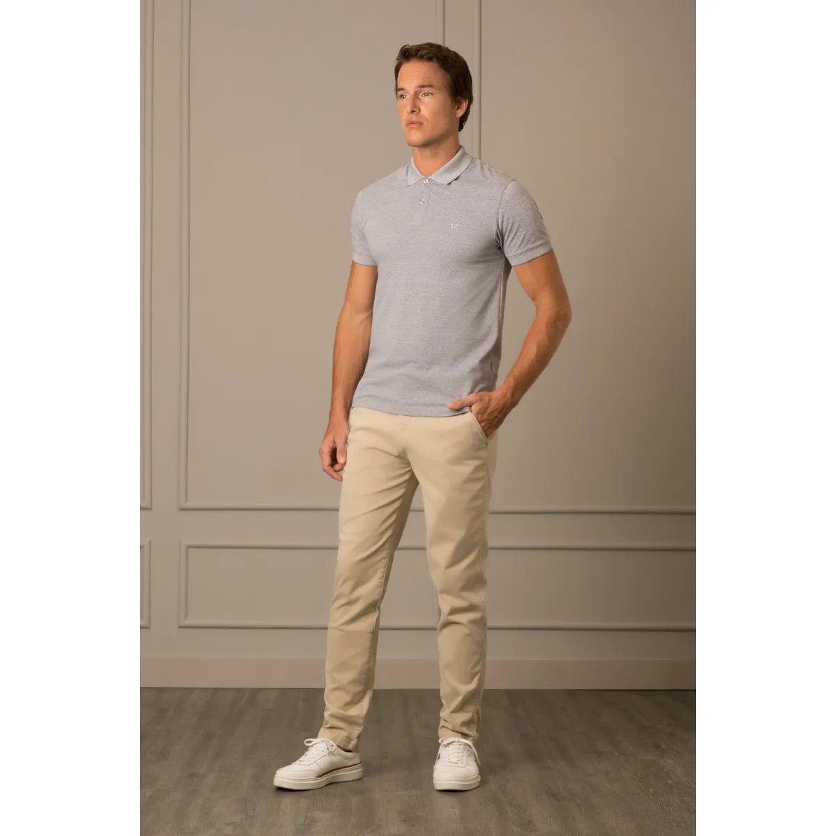 VELEZ - Vélez Polo Paramo De Algodón Hombre Aspecto Melange Gris