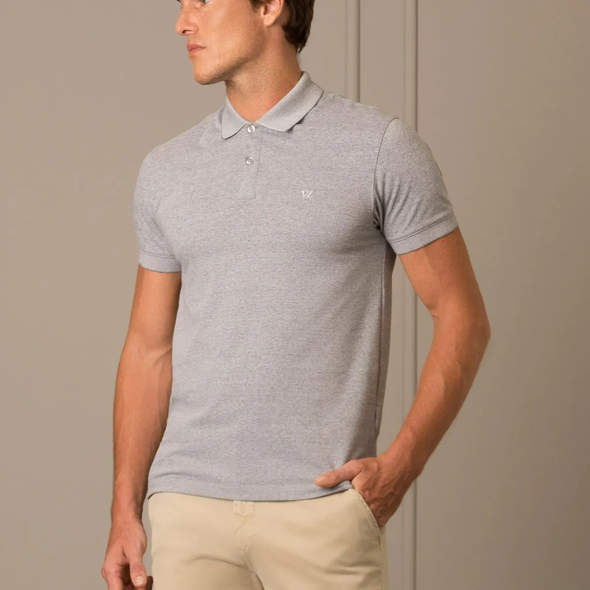 VELEZ - Vélez Polo Paramo De Algodón Hombre Aspecto Melange Gris