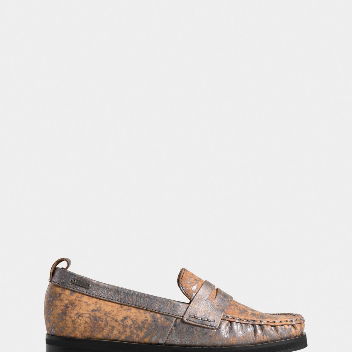 VELEZ - Vélez Mocasines Lucerna Cuero Mujer Mini Tacón Gris Plata