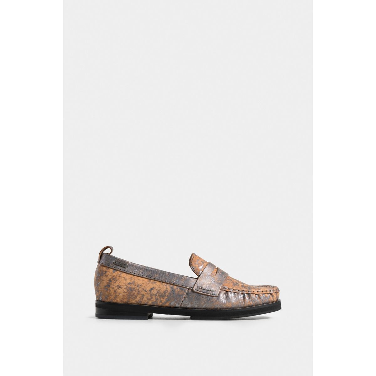 VELEZ - Vélez Mocasines Lucerna Cuero Mujer Mini Tacón Gris Plata