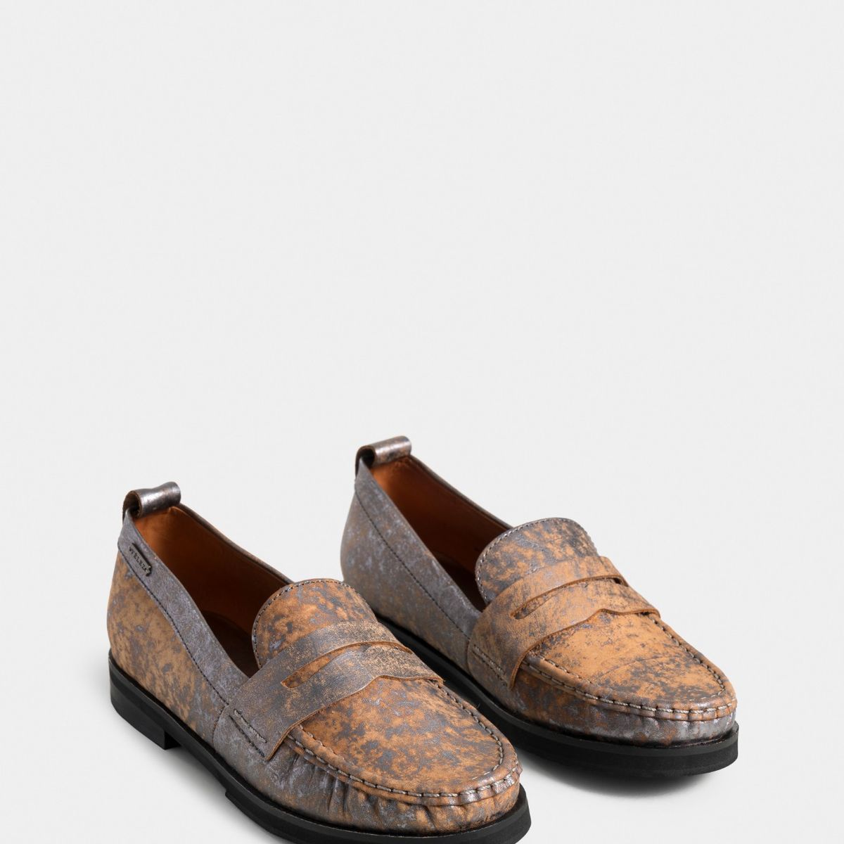 VELEZ - Vélez Mocasines Lucerna Cuero Mujer Mini Tacón Gris Plata