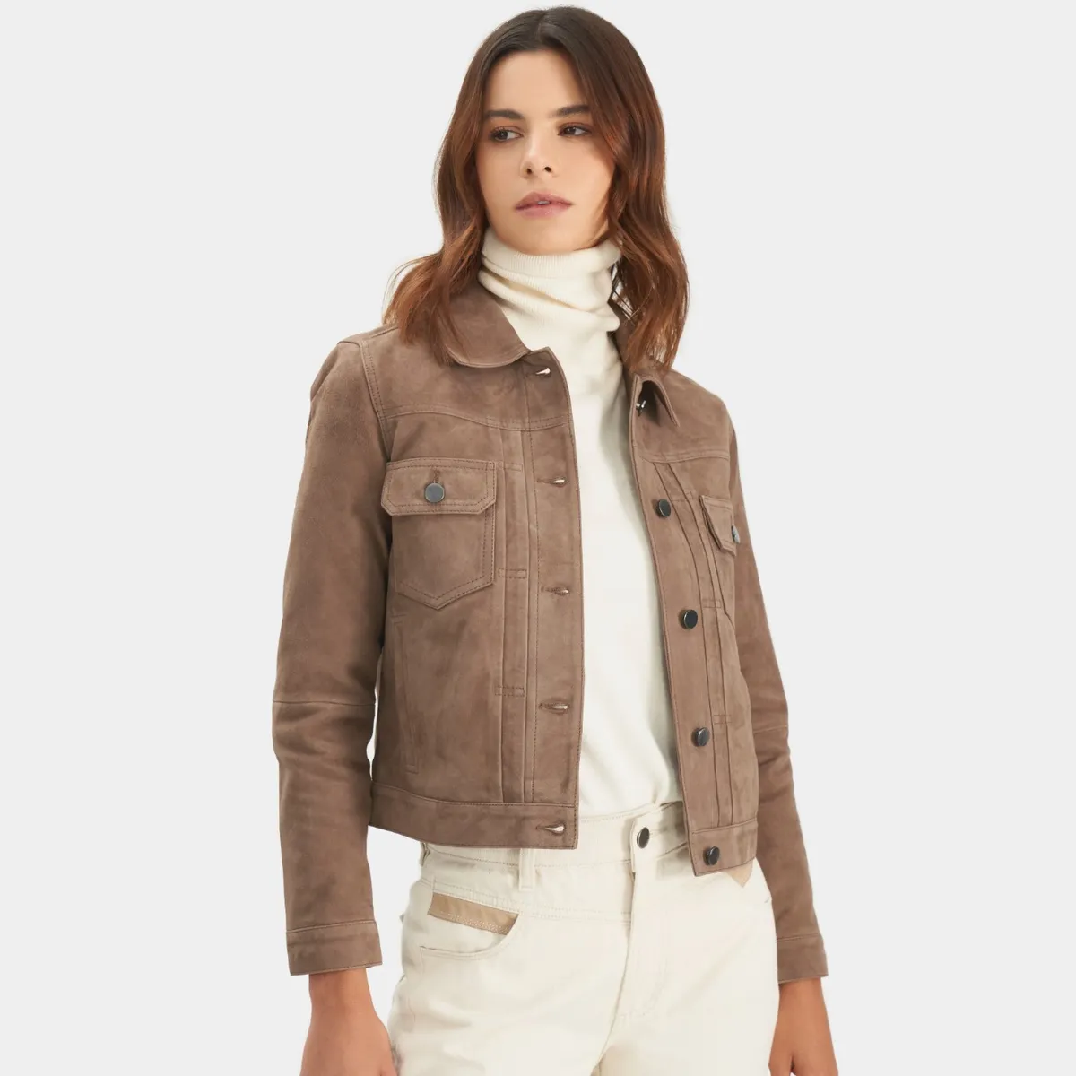 VELEZ - Vélez Casaca Mercury Tipo Trucker Mujer En Gamuza Canela