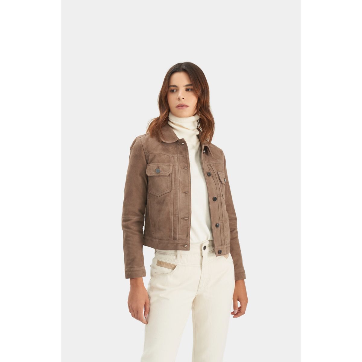 VELEZ - Vélez Casaca Mercury Tipo Trucker Mujer En Gamuza Canela