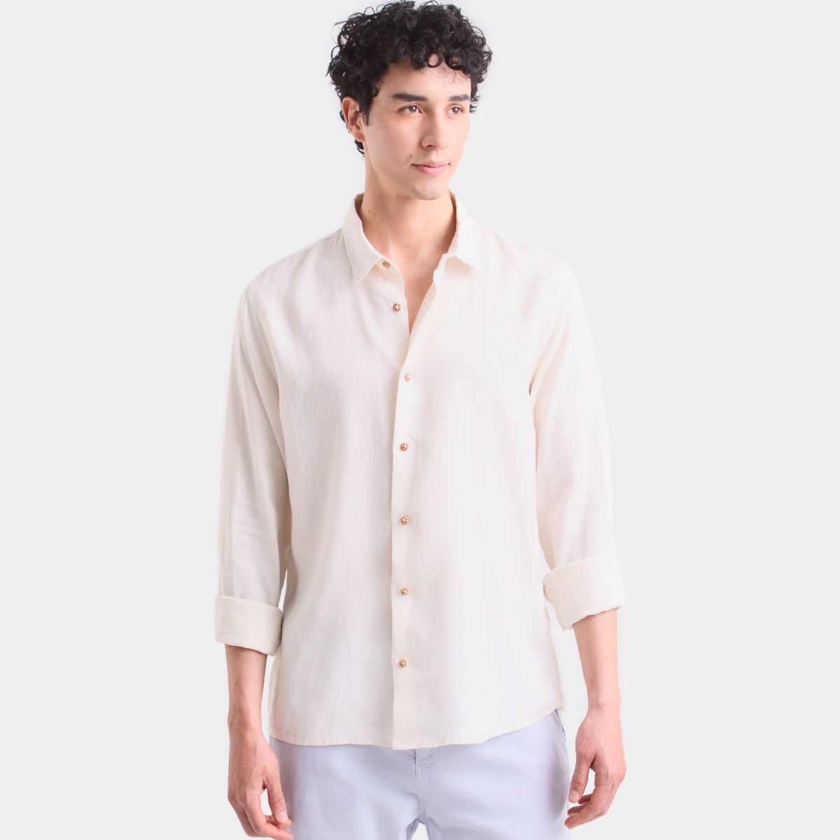 VELEZ - Vélez Camisa Manga Larga Lino Hombre SemiFit Arena