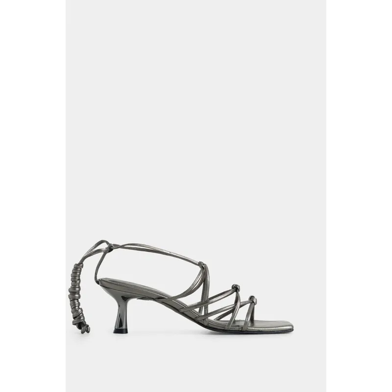 VELEZ - Vélez Sandalias Tacón Viena Cuero Mujer Plata