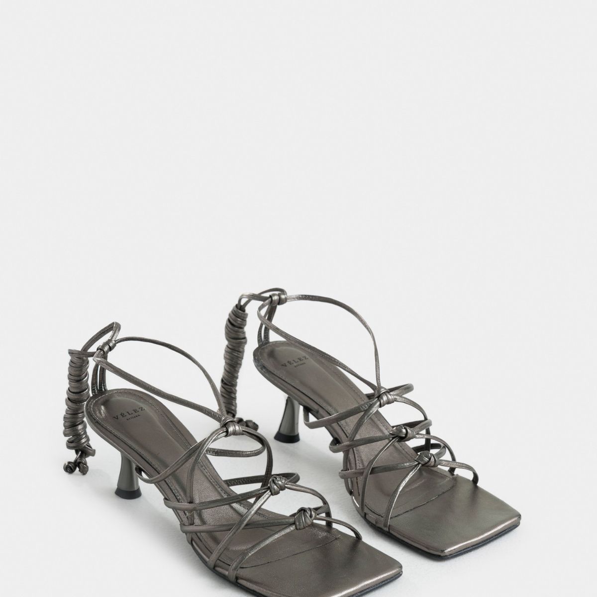 VELEZ - Vélez Sandalias Tacón Viena Cuero Mujer Plata