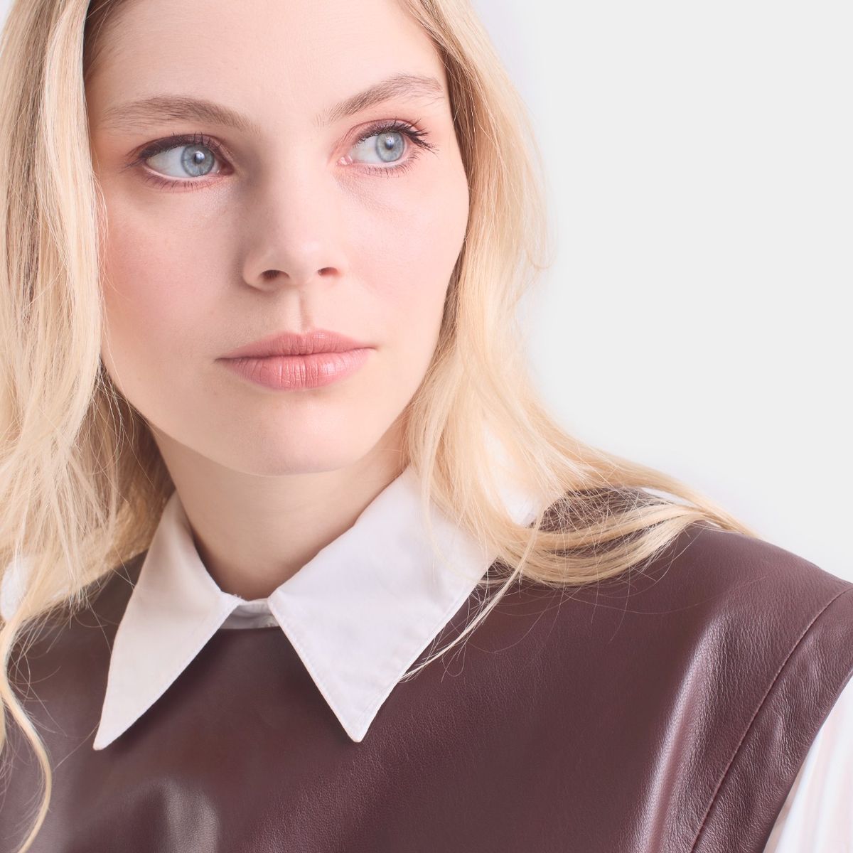 VELEZ - Vélez Blusa Iris De Cuero Para Mujer Elástico Delantero Café