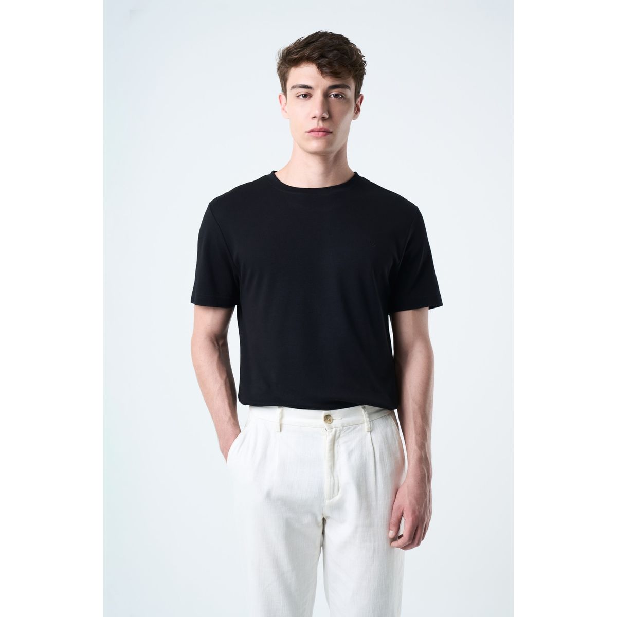 VELEZ - Vélez Pantalón Aron En Lino Para Hombre Ribete Cuero Beige