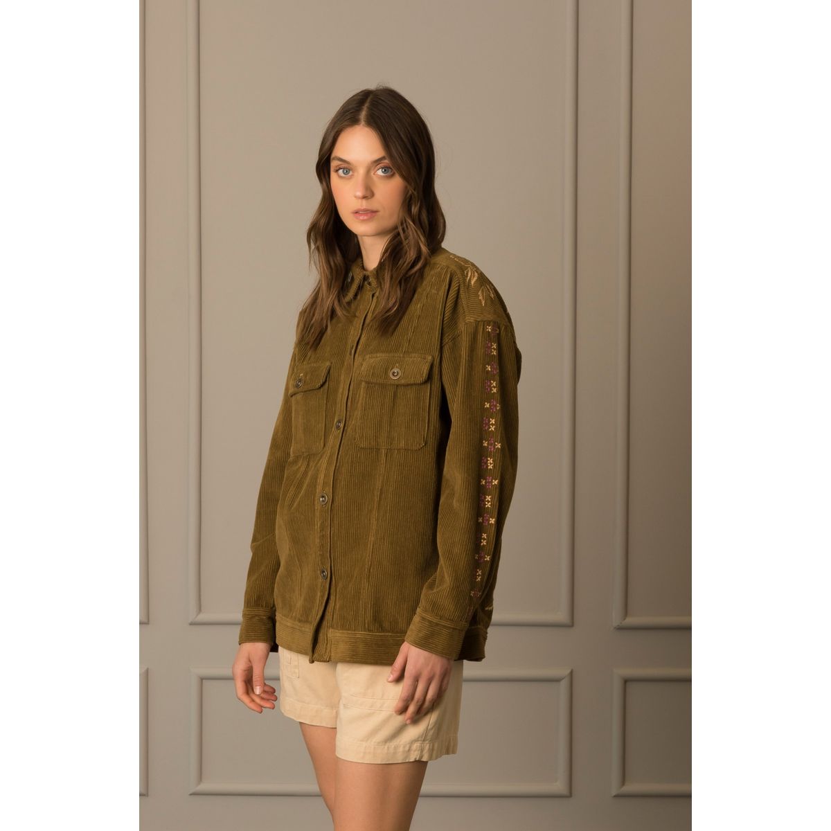 VELEZ - Vélez Casaca Parca Antracita Mujer Bordado  Arena