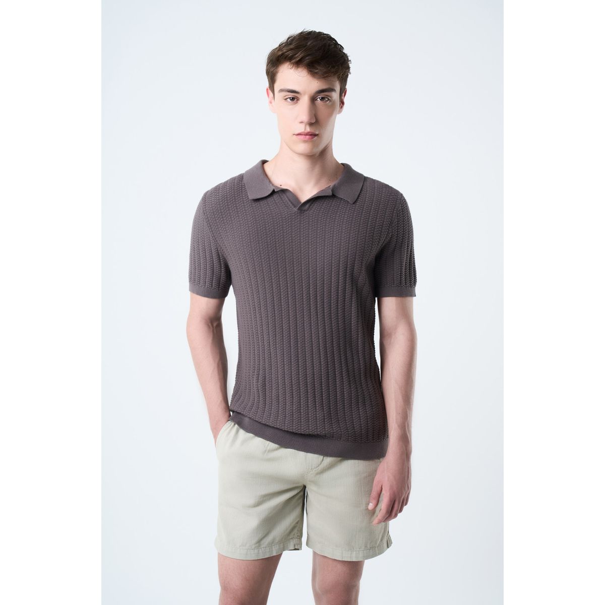 VELEZ - Vélez Bermuda Marfil En Lino Hombre Silueta Amplia Arena