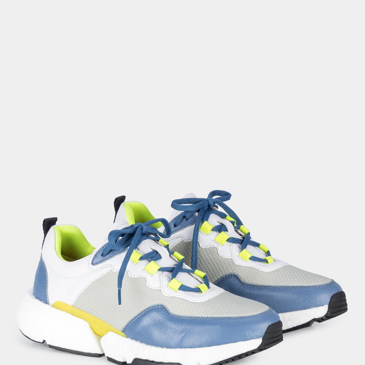 VELEZ - Vélez Zapatillas Citrino Cuero Mujer Deport Azul Claro