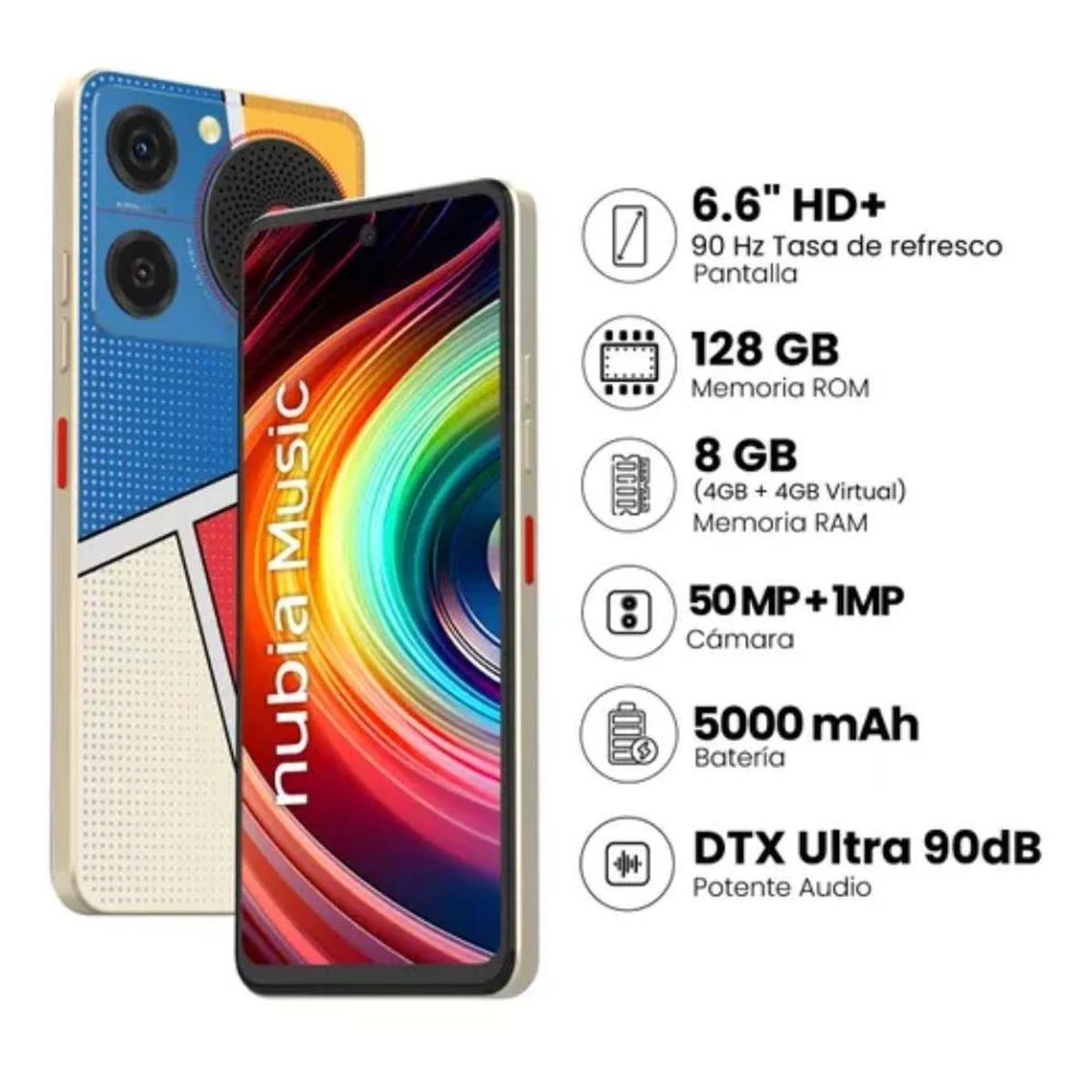 ZTE - Celular Libre ZTE Nubia Music 66 128GB 4GB + 4GB RAM