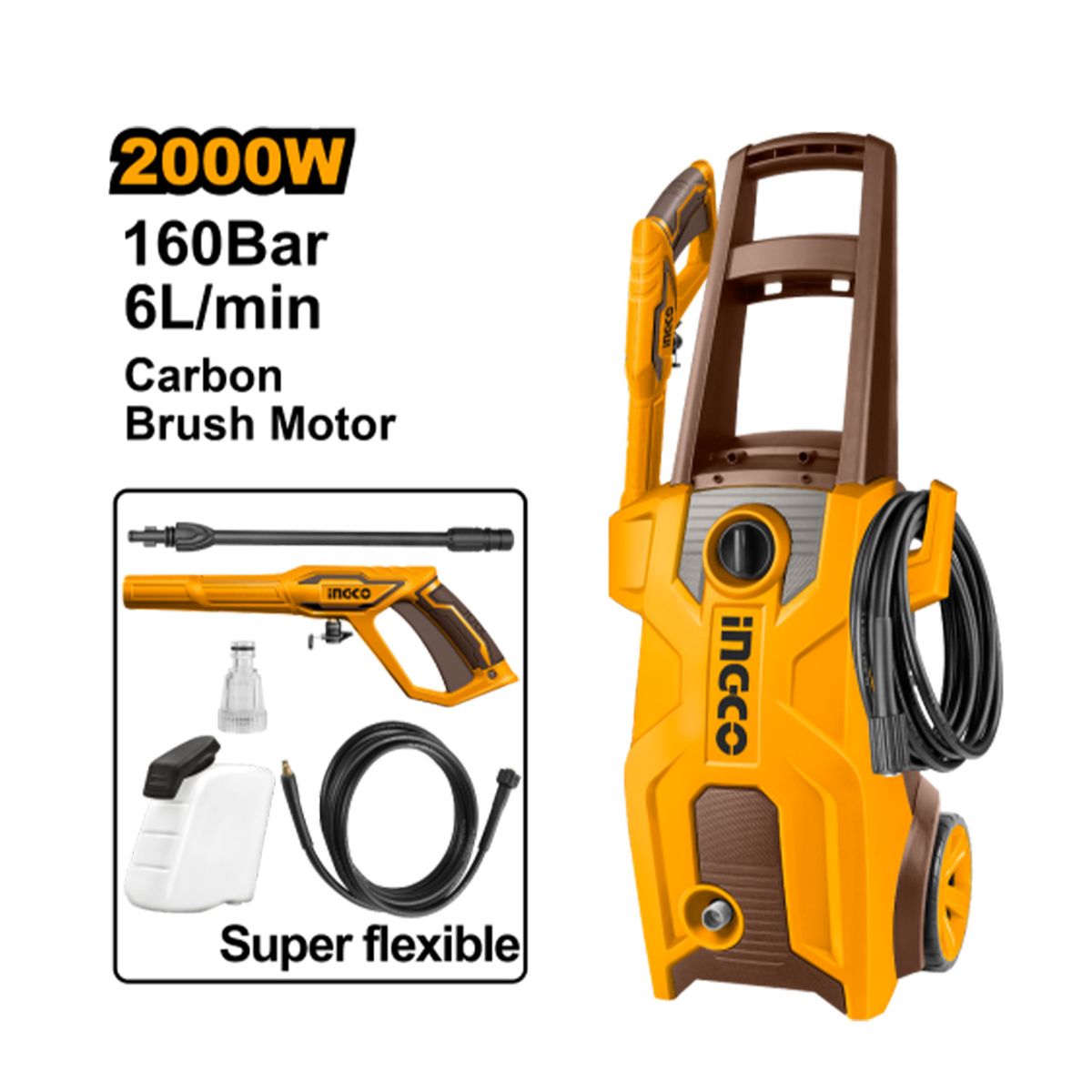 INGCO TOOLS - HIDROLAVADORA ELÉCTRICA 2000W INGCO CARWASH HPWR20018 LIMPIA