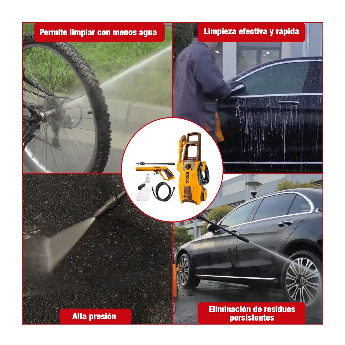 INGCO TOOLS - HIDROLAVADORA ELÉCTRICA 2000W INGCO CARWASH HPWR20018 LIMPIA