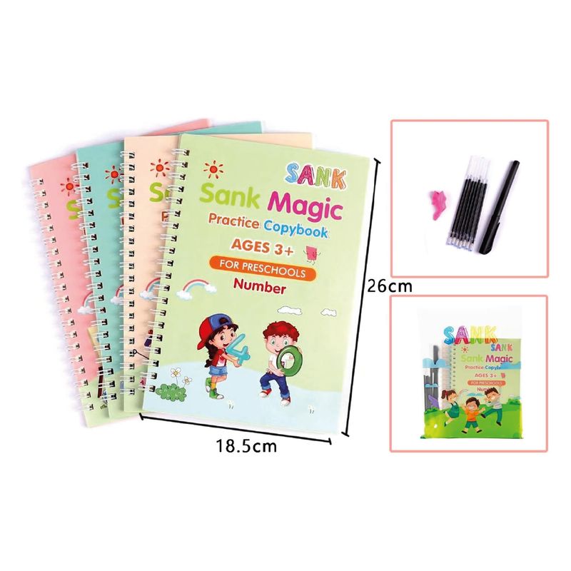 GENERICO - Pack 4 Libros Mágicos Educativos Reutilizables Práctico