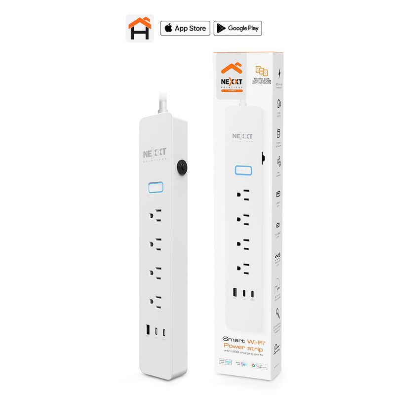NEXXT SOLUTIONS - REGLETA DE 4 ENCHUFES Y 3 SALIDAS USB INTELIGENTE NEXXT