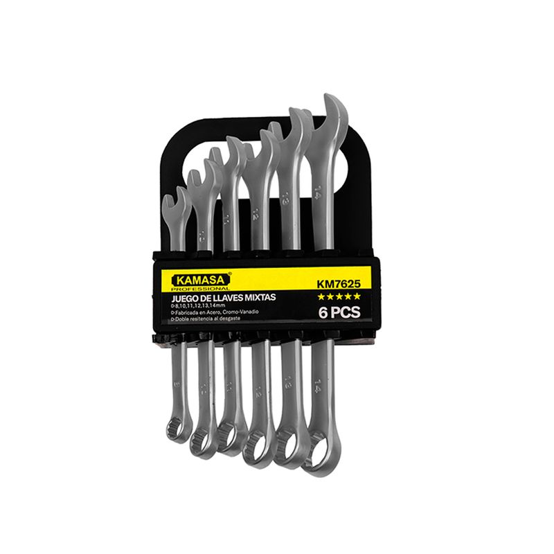 KAMASA - Juego de Llaves Kamasa Mixta 6 Pcs 8-14Mm Cr-V KM7625