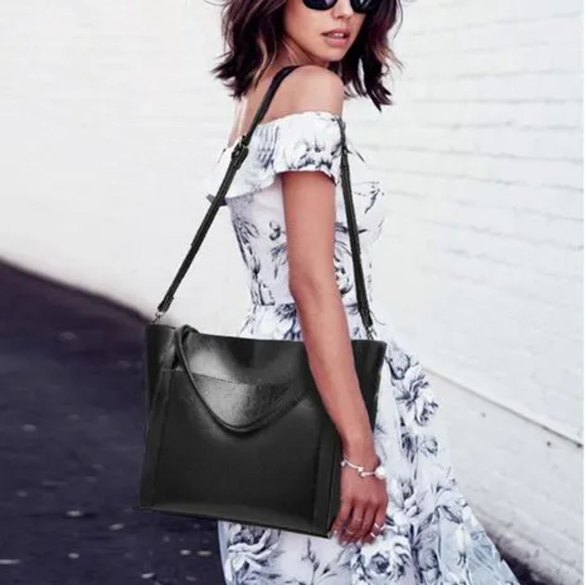 GENERICO - Bolso Elegante De Lujo  Para Dama Moderno  Casual Cartera Cuero  - Negro