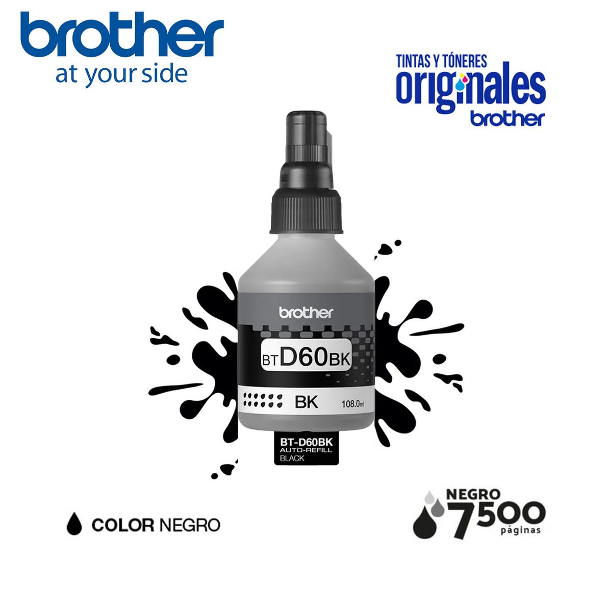 BROTHER - TINTA ORIGINAL BROTHER BTD60BK COLOR NEGRO