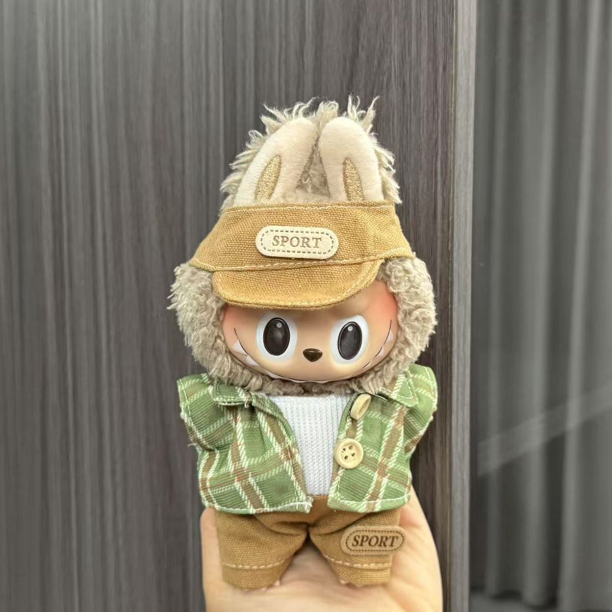 DISEÑO ORIGINAL - Ropa para Labubu Casual Camisa Cuadros Verde Sport