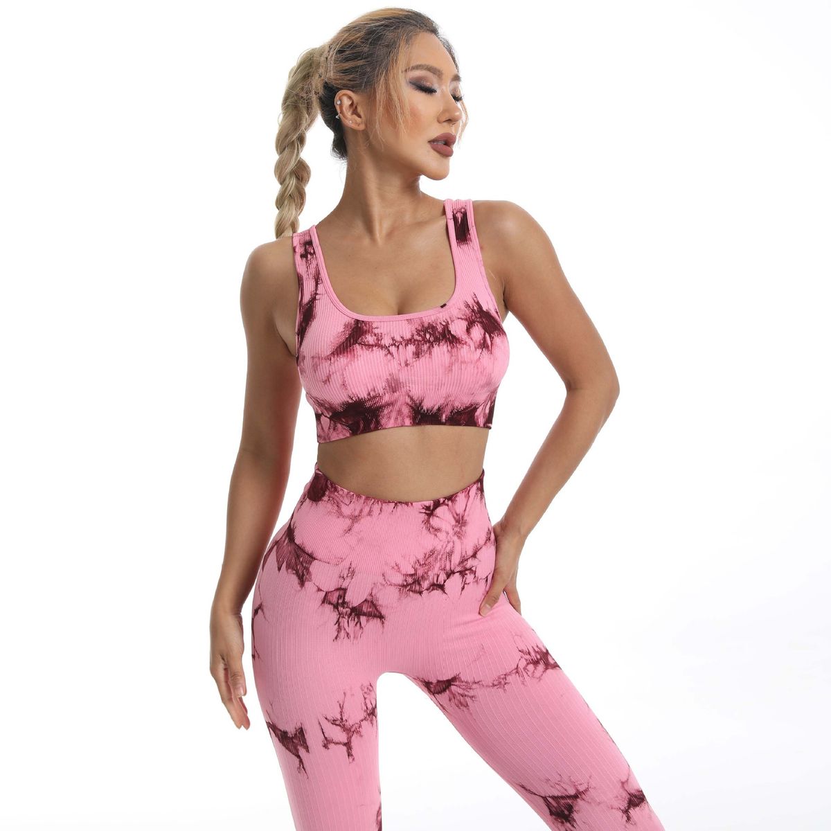 GENERICO - Conjunto deportivo mujer tye die acanalado