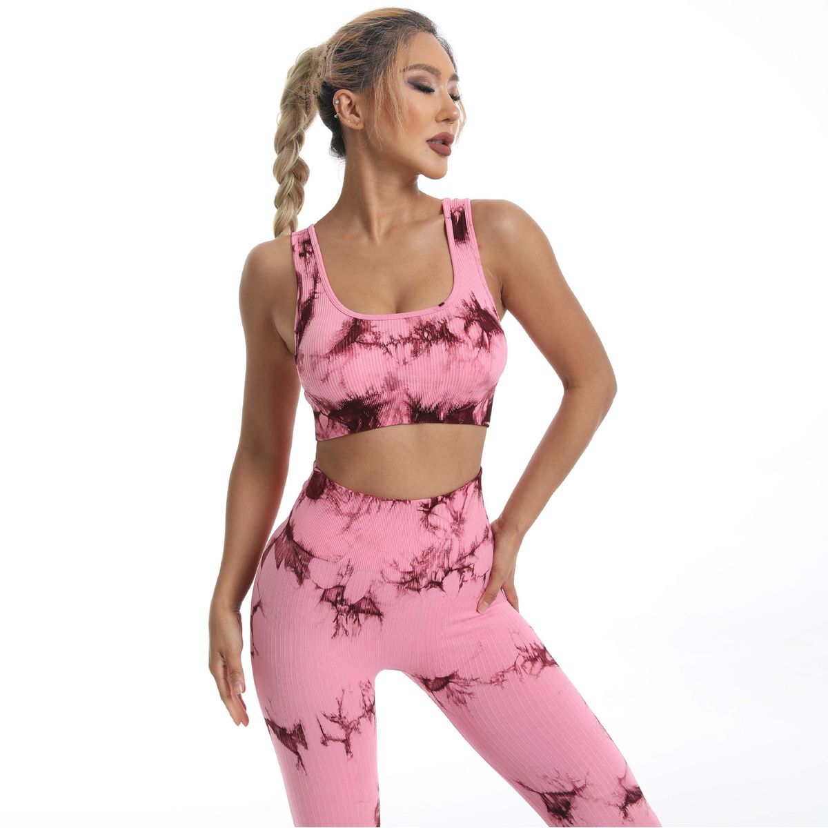 GENERICO - Conjunto deportivo mujer tye die acanalado