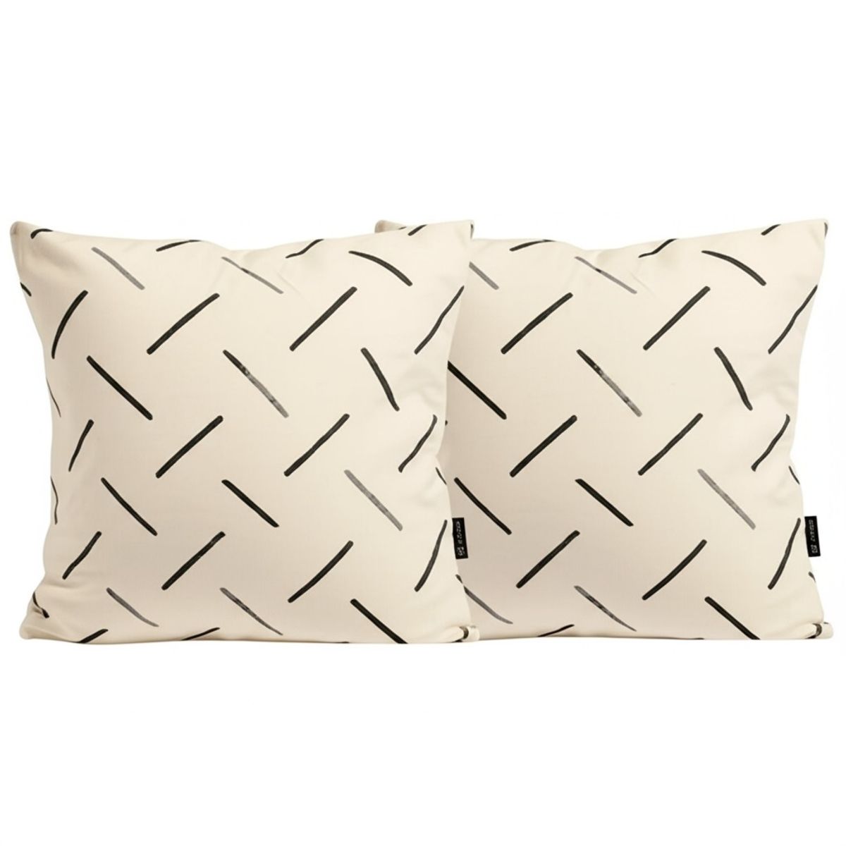 GENERICO - PACK COJINES BEIGE MINIMALISTA RAYAS NEGRAS  40X40 CM