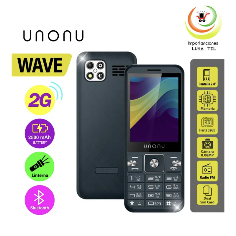 UNONU - CELULAR BASICO UNONU WAVE  2G PANTALLA  2.4"
