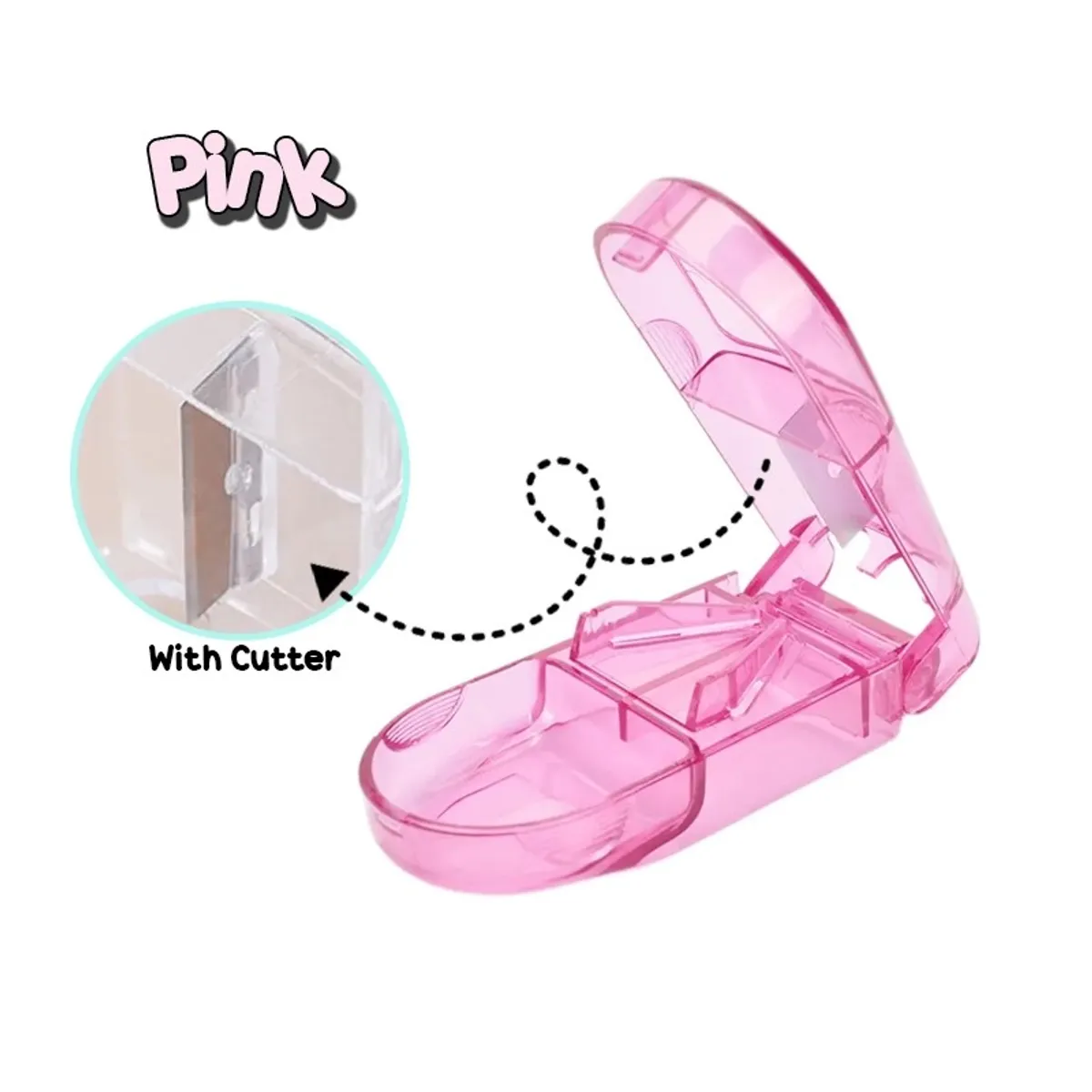 GENERICO - Cortador De Pastillas Portátil con Pastillero 2 en 1