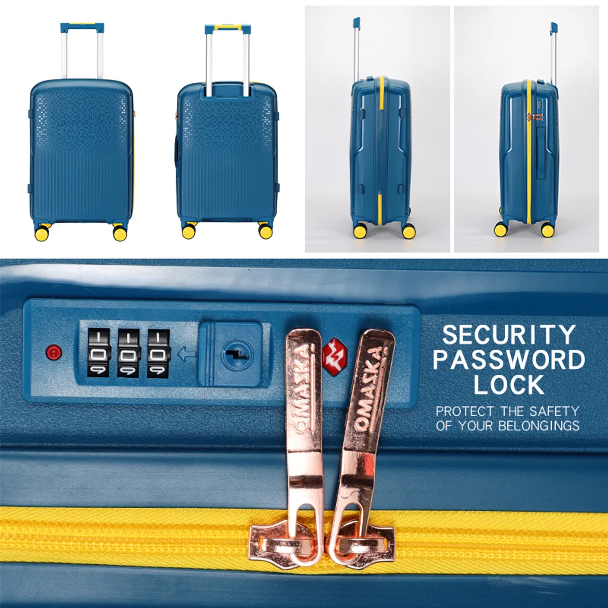 GENERICO - Set de Maleta de viaje PP 20 - 24 - 28 pulgadas - Azul Oscuro