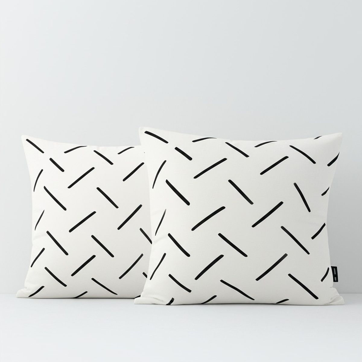 GENERICO - PACK COJINES BLANCO MINIMALISTA RAYAS NEGRAS  40X40 CM