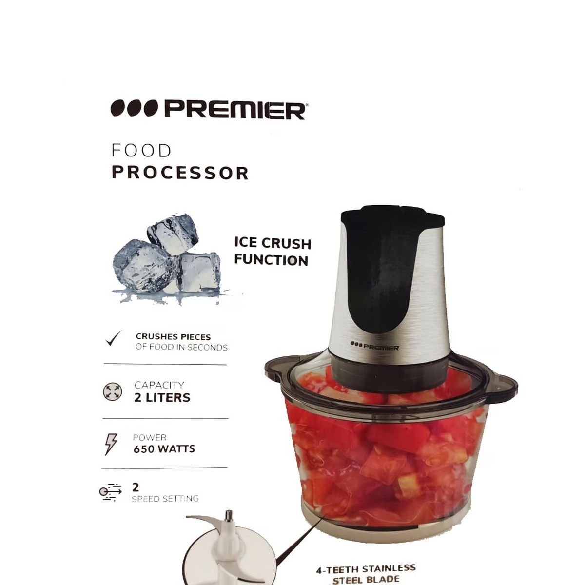 PREMIER - Procesador de Alimentos con Jarra de Vidrio ED-8017N Premier