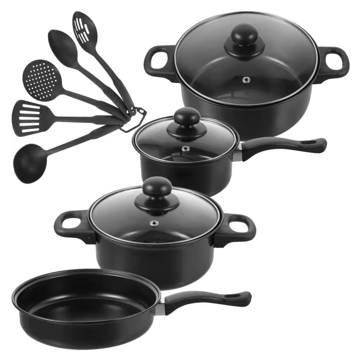 OEM - Juego de Ollas Aluminio Antiadherente 13 Piezas