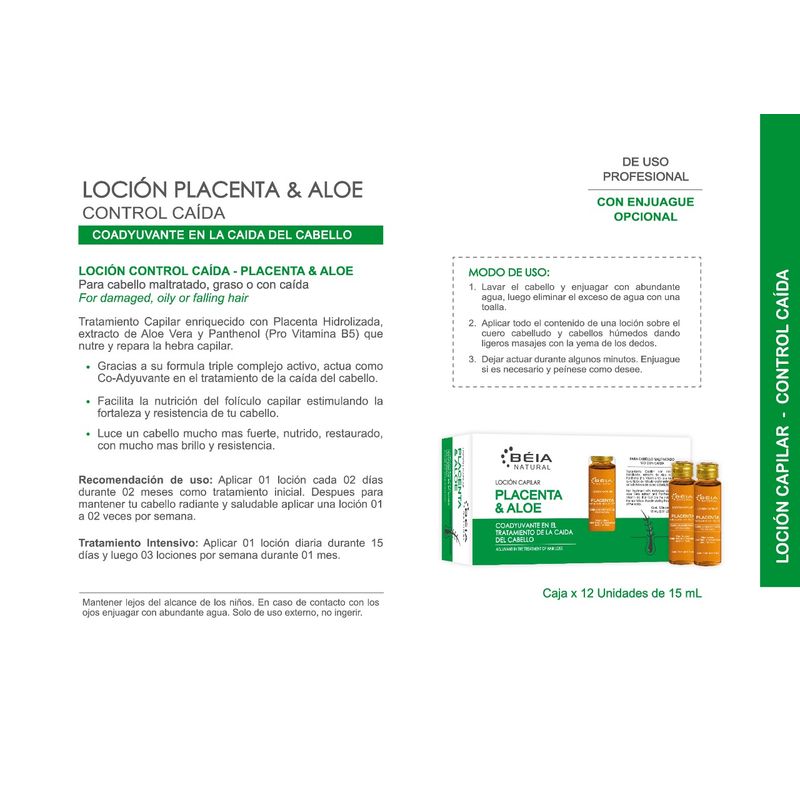 GENERICO - AMPOLLA/ LOCIÓN PLACENTA Y ALOE VERA X 12 UNID