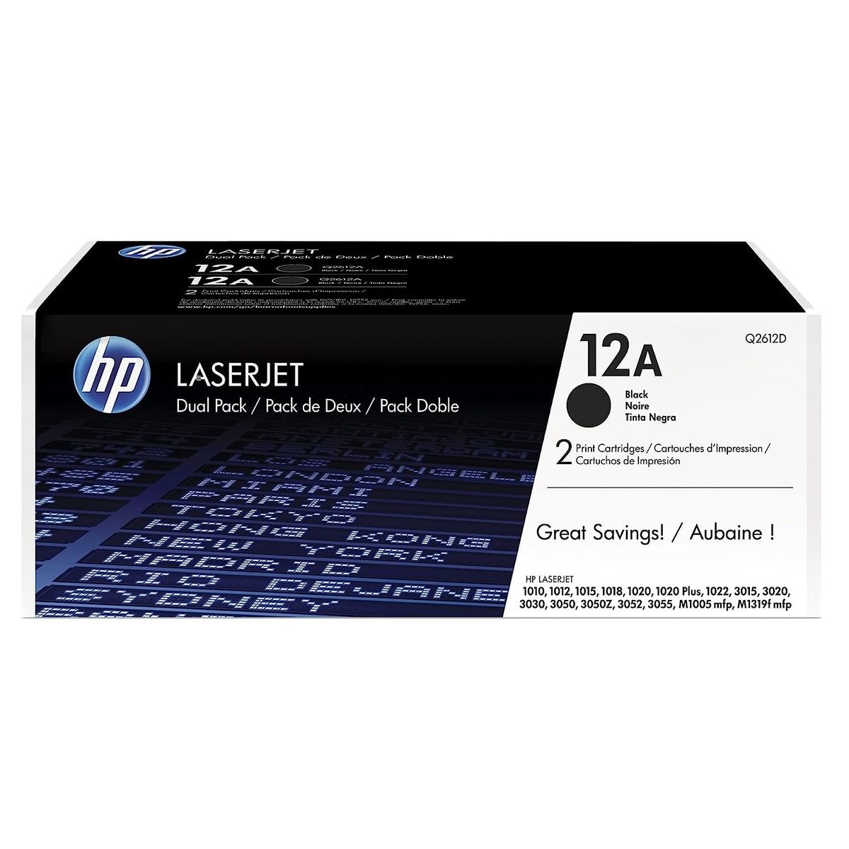 HP - TONER HP 12AD NEGRO Q2612D LJ 1010 1020 1022 3015 DUAL PACK ORIGINAL