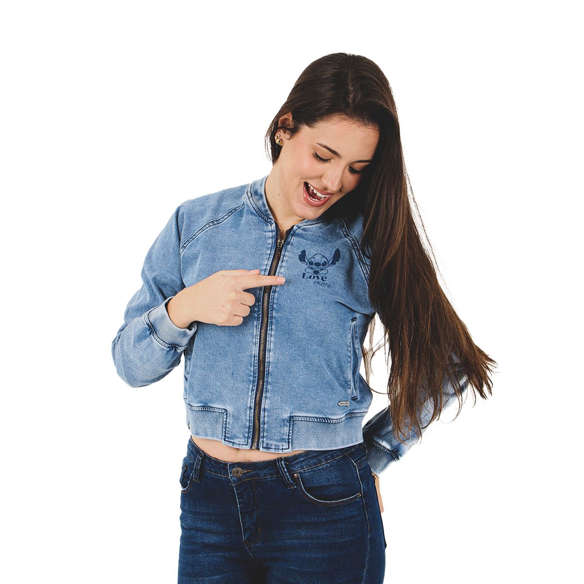 DISNEY - CASACA DENIM LILO Y STITCH MUJER AZUL